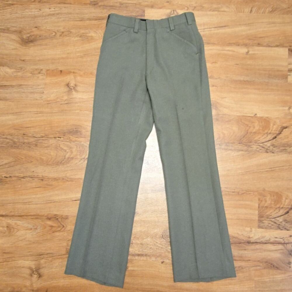 Vintage Mens Gray Dress Pants Classic Fit Polyester Blend 30x32